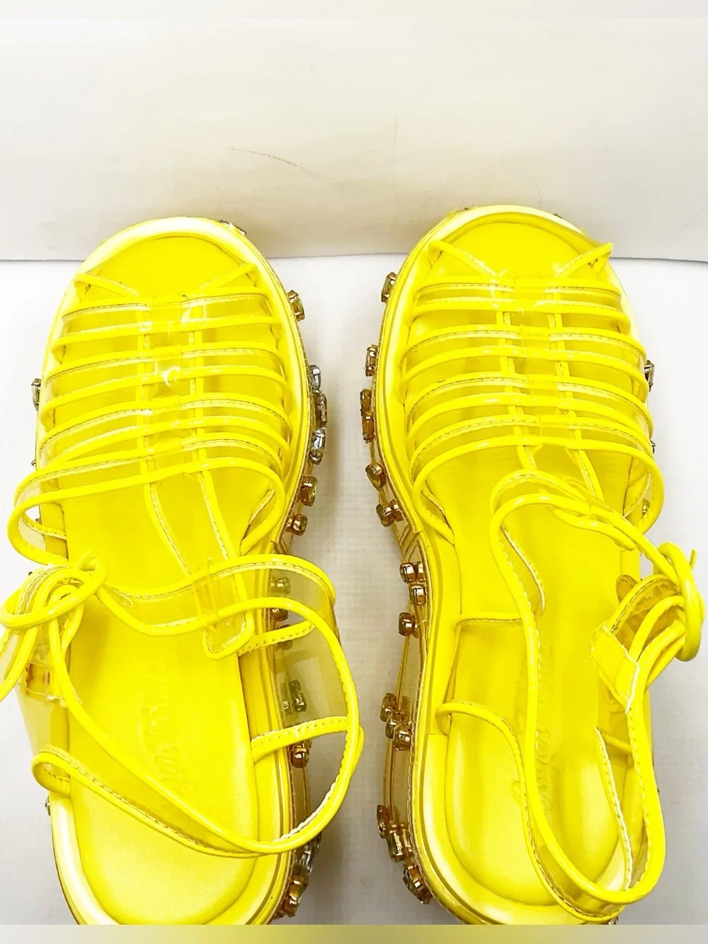 {Sugar Thrillz} Lemon Wedge Sugar Rush Jelly Platform Sandals - Picture 9 of 15